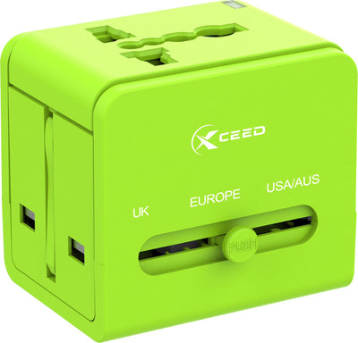 XCEED UNIVERSAL TRAVEL ADAPTER PLUG, INTERNATIONAL WALL CHARGER WITH 2 USB PORTS XC16